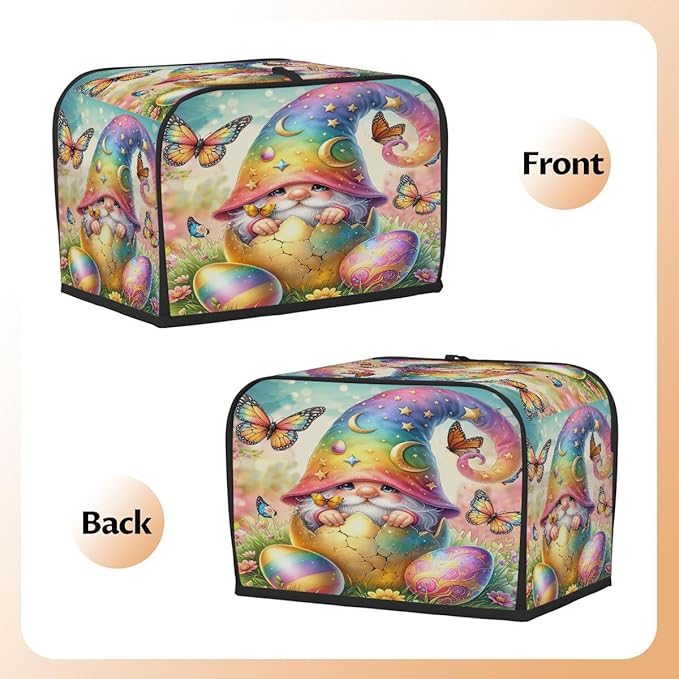 Happy Easter Eggs Gnome Toaster Cover 2 Slice Dust and Fingerprint Protection Toaster Bread Maker Covers Washable Kitchen Small Appliance Covers for Kitchen Accessories Decor Bakeware Women Gift