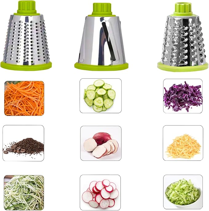 Cheese Grater Rotary Cheese Grater,Versatile Cheese Shredder,Blades for Shredding, Grating, Slicing,Cheese Shredder with Suction Base and Cleaning Brush Kitchen Gift (green)
