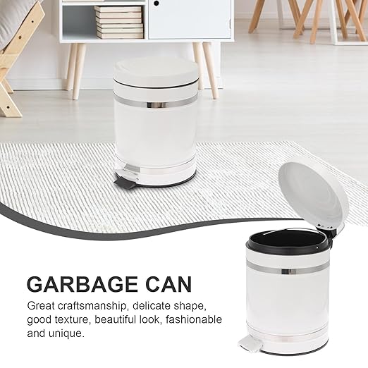 Multi-Function Pedal Trash Can with Lid, 12l Iron Wastebasket for Bathroom and Office, Industrial Style Household Garbage Bin with Foot Press for Kitchen and Toilet Use