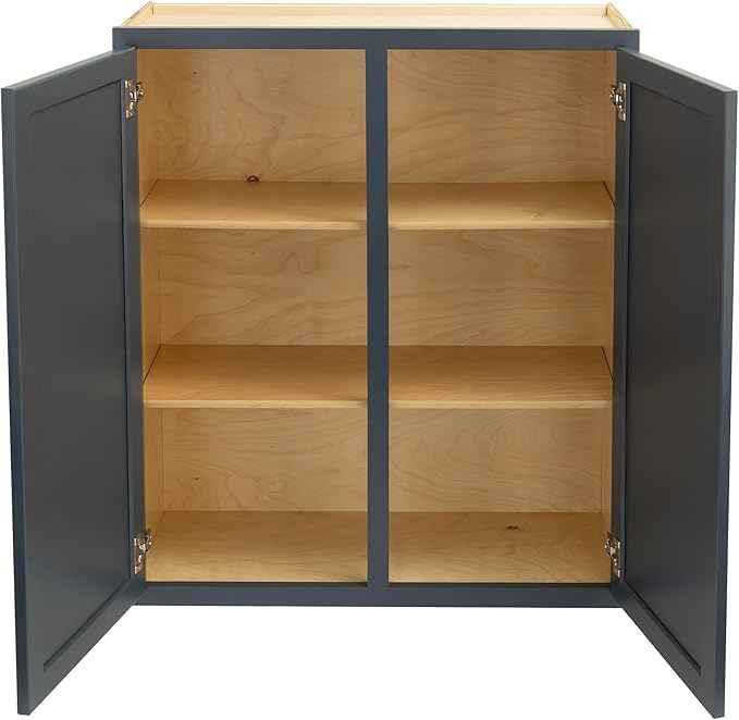 Quicklock RTA (Ready-to-Assemble) 42" Tall Wall Kitchen Cabinets - Shaker Style | 100% Hardwood | Made in America | Soft Close Hardware (Needlepoint Navy, 12''D x 36''W x 42''H)