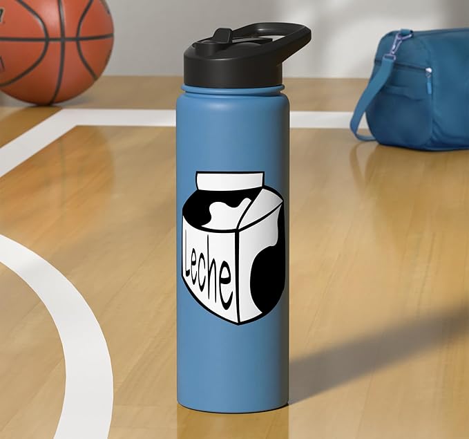 Leche Spanish Milk Carton Dairy Lover Stainless Steel Insulated Water Bottle