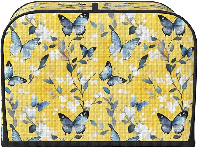 Toaster Cover 4 Slice Watercolor Pastel Butterfly Flower Kitchen Small Appliance Covers with Pockets Dust and Fingerprint Protection