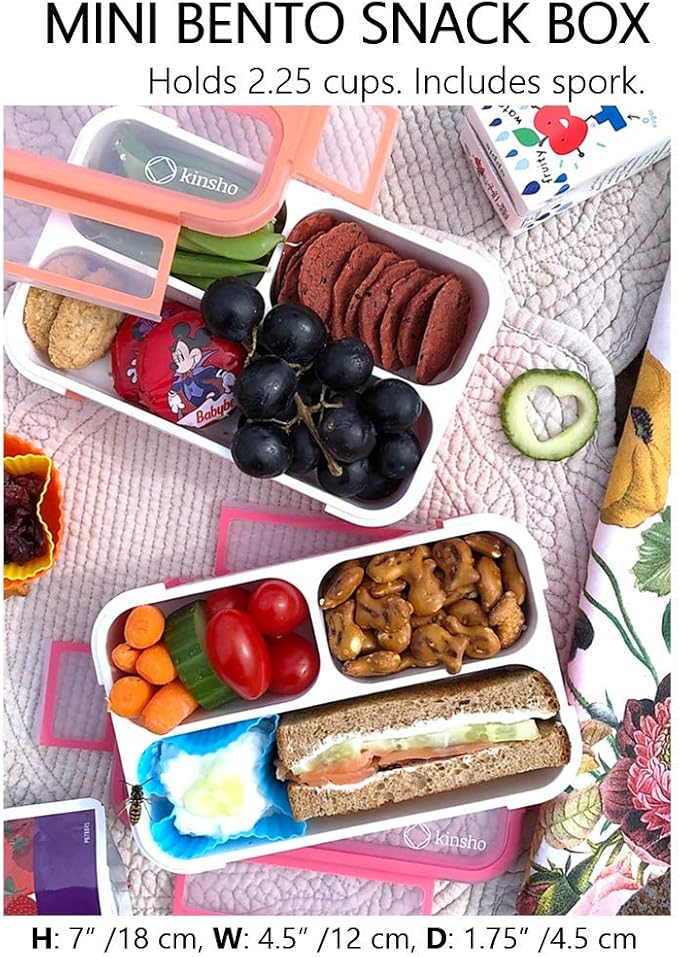 Small Snack Containers for Kids Toddlers - 3 Compartments (Set of 3) - Leak-Proof Reusable Boxes with Lids -BPA-Free Plastic Mini Bento Lunch Box - Ideal for School, Holds 2 Cups (Pink+ Purple+ Coral)
