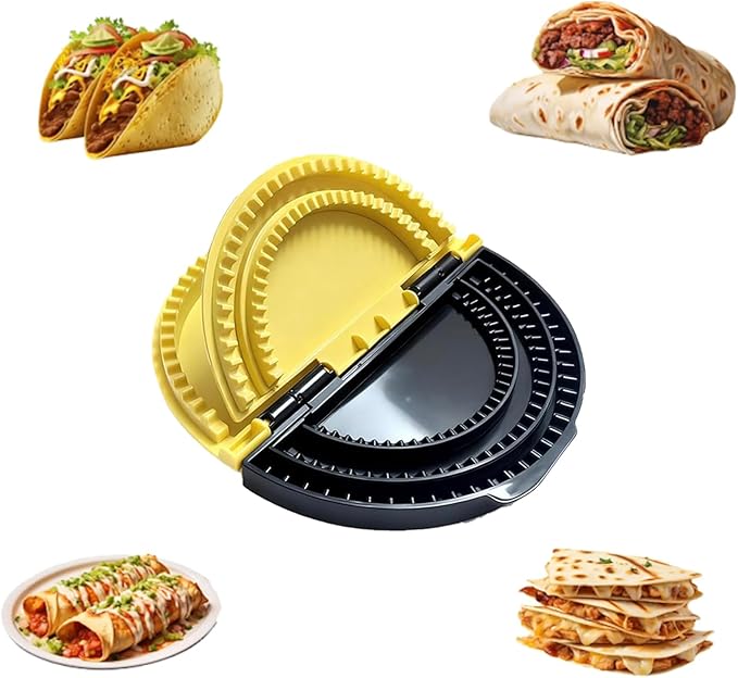 Quesadilla Maker & Tortilla Sealer Tool | 3-in-1 Adjustable Crimper for 10/8/6 Inch Wraps, Burritos, Calzones | Includes Free Cooking Tongs | Detachable, Dishwasher Safe