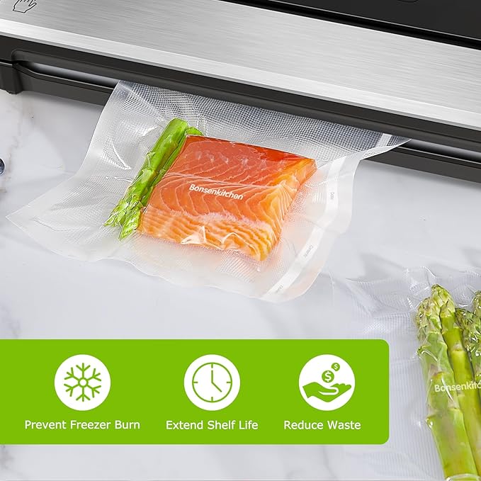 [2025 New] Bonsenkitchen 11” x 150’ Vacuum Sealer Bags Rolls with Cutter for Food Storage, Commercial Grade, BPA Free, Great for Meal Prep and Sous Vide Cooking | EASY TO CUT & SEAL, Commercial-grade
