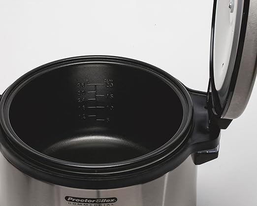 Proctor Silex Commercial 37540 Rice Cooker/Warmer, 40 Cups Cooked Rice Capacity, Nonstick Inner Pot, Hinged Lid, Stainless Steel Housing, Conforms to NSF