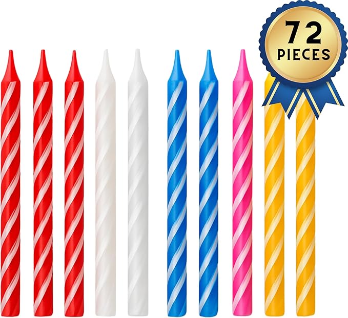 by Tugba Aydan - Birthday Candle - 72 Count Mix Color Birthday Candles for Cake, Cake Candle for Birthday, Party Small Candles