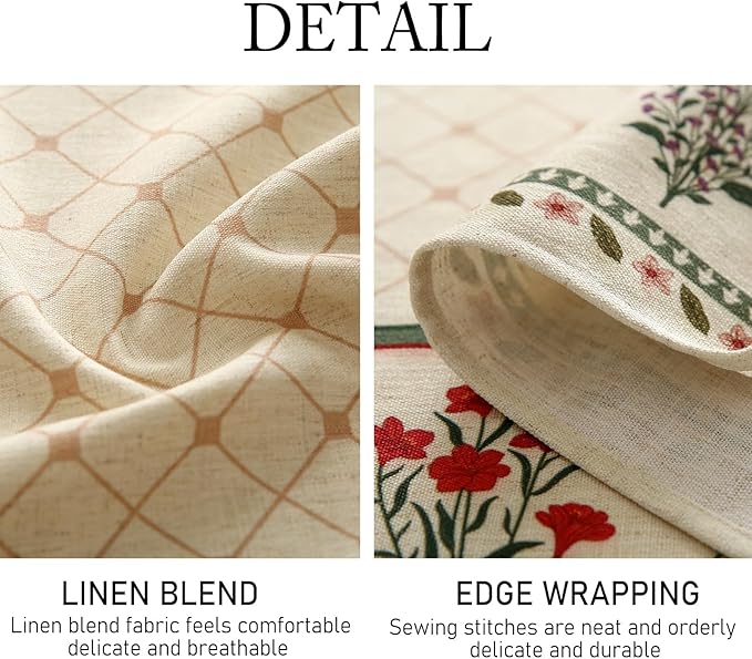 ISAENNE Designer Vintage Linen Floral Small Rectangular Tablecloth,Fall Colorful Modern Table Cloth,Anti-Wrinkle Decor Tablecloths for Dining Thanksgiving Kitchen Christmas,55"*71"-Bertina E
