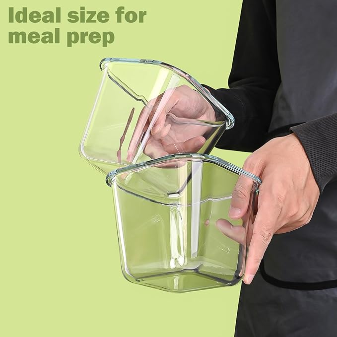 Soup Containers with Lids Glass 32 oz, 4 Cup Borosilicate Glass Food Storage Containers, Microwave & Freezer Safe Jars, Small Square Meal Prep Bowl for Salad, Fruit, Lunch, Ice Cream, Travel, 4 Pack