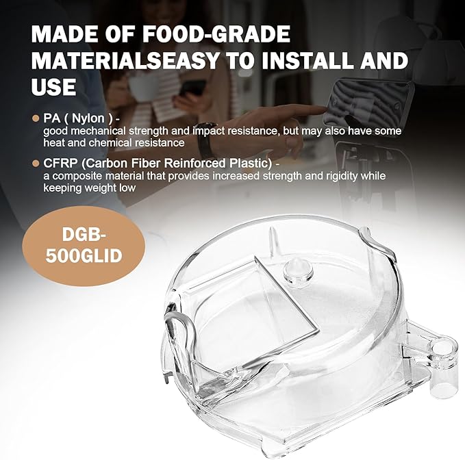 DGB-500GLID Grinder Assembly Lid Replacement for Cuisinart Coffee Grinder Replacement Parts Fits for 12 Cup Cuisinart Coffee Maker Models DGB-550, DGB-600, DGB-625, DGB-650, DGB-500 Clear
