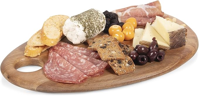PICNIC TIME NCAA Washington & Lee Generals Pebble Acacia Charcuterie Board 18" x 15", Cheese Board, Wood Serving Platter, (Natural Acacia)
