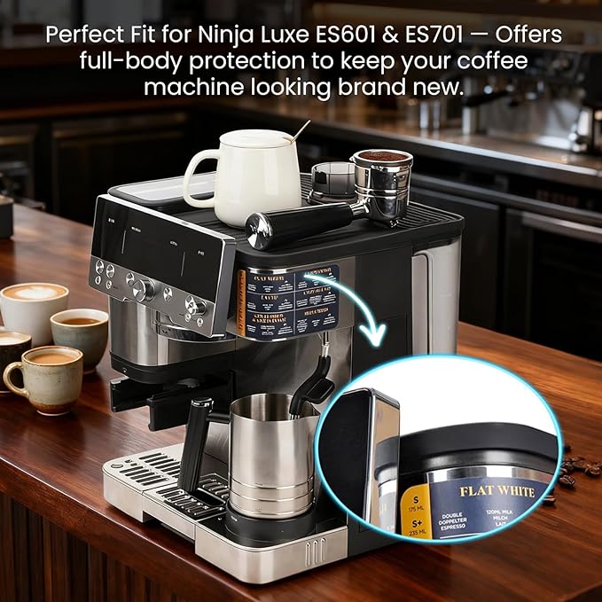 Silicone Coffee Maker Mat for Ninja Luxe ES601 & ES701: 3-in-1 Top Mat + 24"x16" Coffee Bar Mat + Espresso Tamping Mat – Food-Grade Silicone, Waterproof, Non-Slip, Heat-Resistant Coffee Accessories