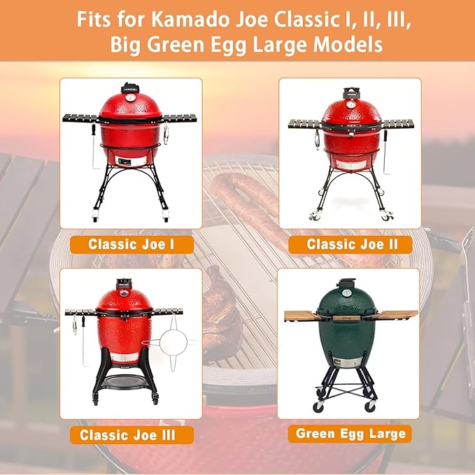 15 Inch Half-Moon Ceramic Heat Deflector Plates for Kamado Joe Classic I, II, III, Big Green Egg Grill Parts BQ Accessories, 2-Pack Pizza Stone