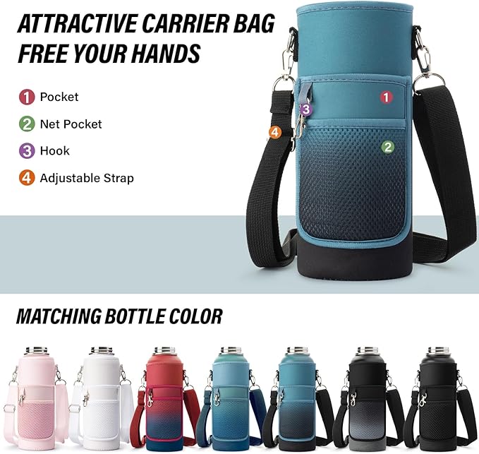 DYSANKY National Parks Water Bottle – 40 oz Insulated Stainless Steel Bottle with 63 Hand-Drawn Park Stickers, Carrier Bag, Strap & Gift Box – BPA-Free – Ideal for Hiking, Camping & Travel