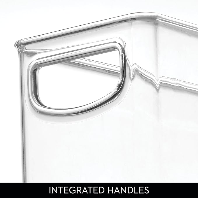InterDesign iDesign Plastic Stackable Pantry Bin - Storage Bin with Handles for Cabinets or Fridge - Set of 2 - Clear