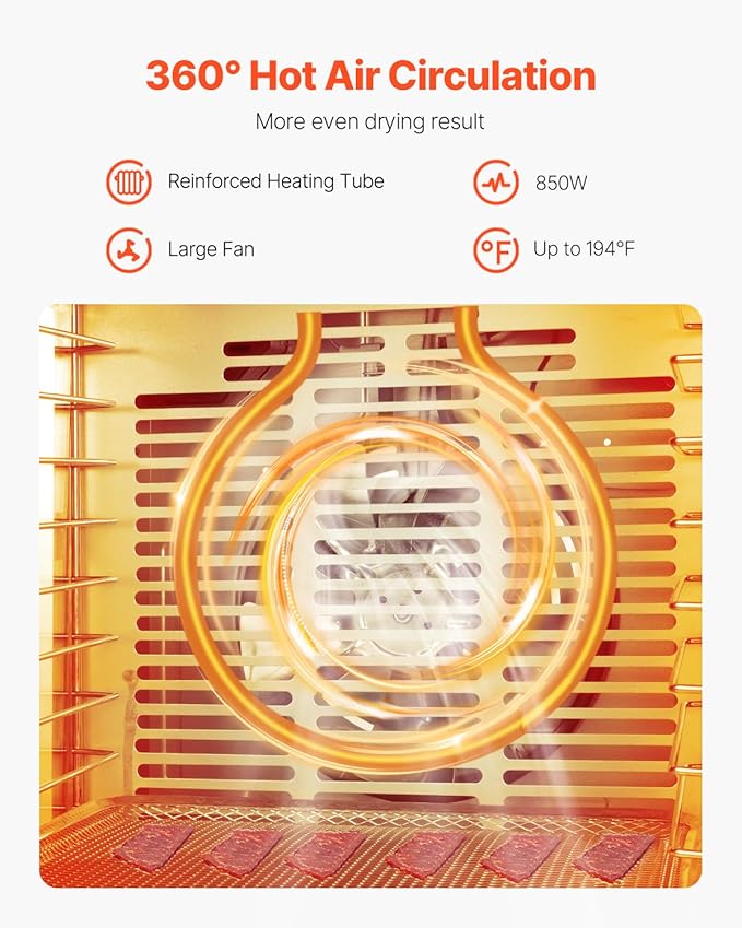 VEVOR Food Dehydrator, 12 Stainless Steel Trays Dehydrators Machine, 850W Food Dryer with Adjustable Temp & 24-Hour Timer, Dehydrator for Food and Jerky, Meat, Fruit, Vegetables, Herbs, Dog Treats