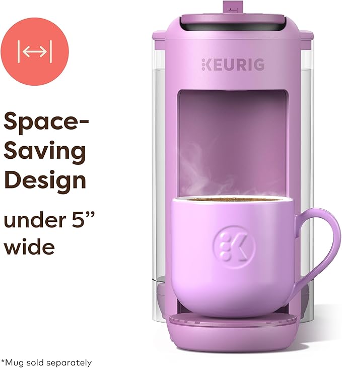 Keurig K-Mini Mate Plus Single-Serve K-Cup Pod Coffee Maker, Compact, 3 Cup Sizes, Brew Over Ice and Strong Button Features, 50 oz Removable Reservoir, Wild Orchid