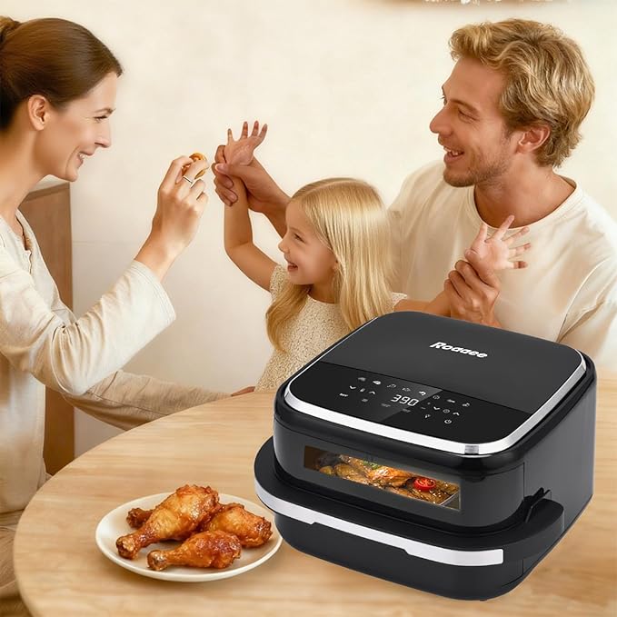 Pizza Oven & Air Fryer, 4.5QT 11-in-1 Flat Airfryer with Superior Top and Bottom Airflow Tech, Digital Display, Large Viewing Window, Grill Plate, Up to 32 Chicken Wings / 11" Pizza Capacity