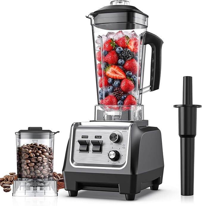 H-Duka 1800W Blender for Smoothies, 70oz Pitcher & 20oz Grinder, 28000 RPM High Speed Countertop Blender for Kitchen for Ice Crushing, Frozen Fruits & Nut Butter, 1-5 Min Timer, Multiple Speeds