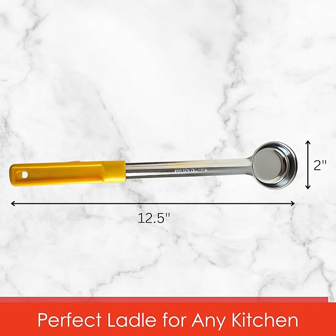 1 Ounce Solid Stainless Steel Portion Control Ladle Spoon for Measuring and Serving; Commercial Grade Serving Scoops [Pack of 2]