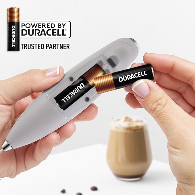 Zulay Kitchen Patented Tornado Triple Whisk Milk Frother with 4 Duracell Batteries – Handheld Foam Maker for Coffee, Lattes, Matcha & Hot Chocolate – Rich, Creamy Froth in Seconds - Steel Gray