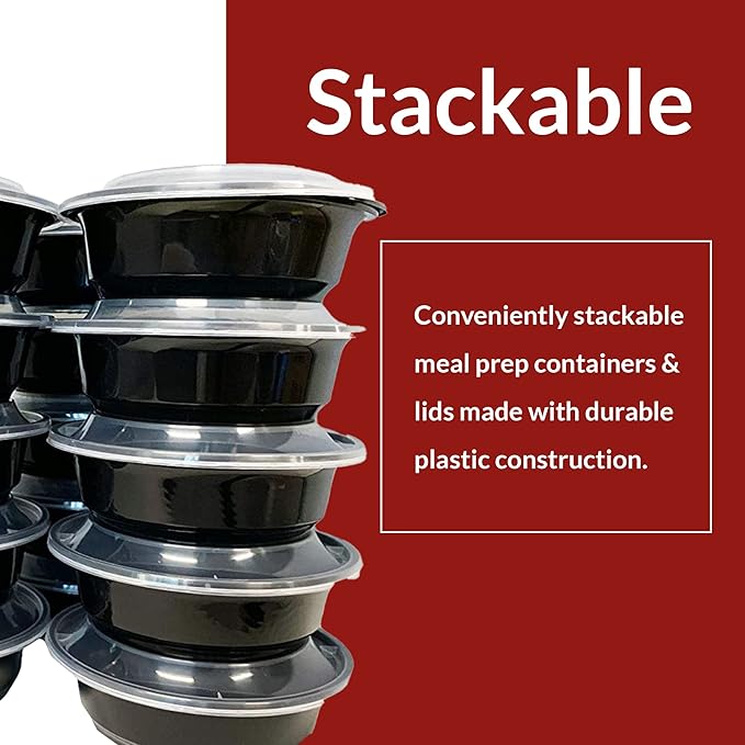 Reli. Meal Prep Containers, 32 oz. | 45 Pack | Reusable Meal Prep Bowls/Food Containers | Microwavable Bowls with Airtight Lids, Black Food Storage