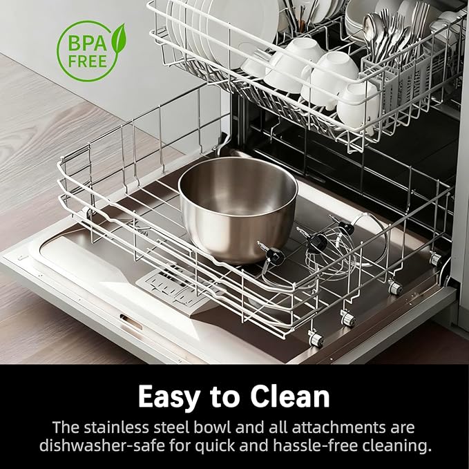 Stand Mixer, Compact & Space-Saving, Stainless Steel Bowl, Unique & Playful Design, Effcient Motor, Dishwasher-Safe Attachments, SM-2549A (Panda)
