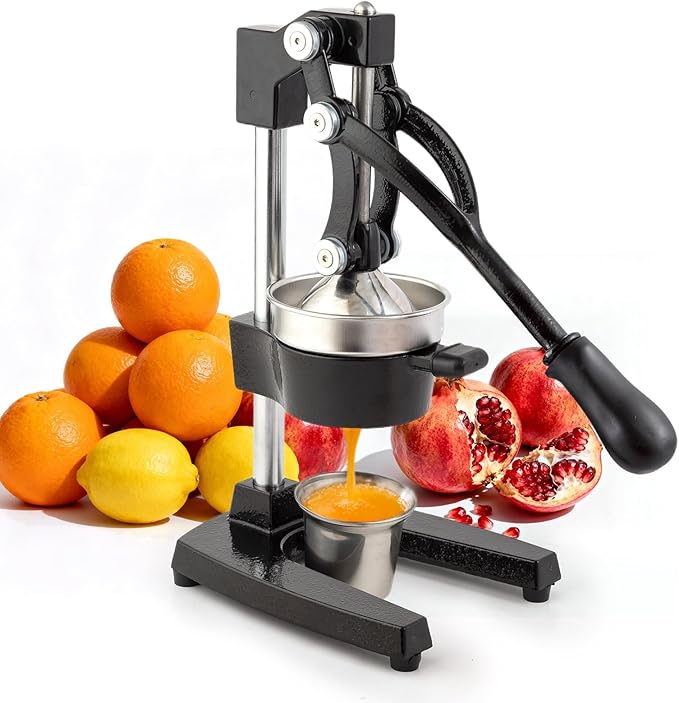 Manual Cast Iron Juicer, Commercial Lemon Squeezer, Professional Citrus Juicer, Ideal for Extracting Juice From Lemons, Oranges, and Grapefruits. Easy to Clean. (Black)