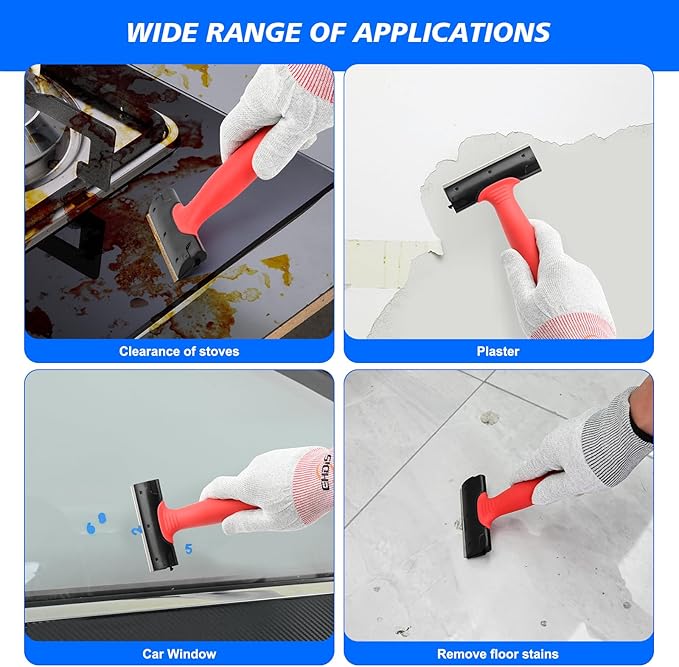 EHDIS Long Handle 4 Inch Razor Blade Scraper Tool Adjustable 16‘’-58‘’ Tile Paint Floor Scraper for Wood,Window Glass Wallpaper Remover,Painting Stripping, Adhesive Removal