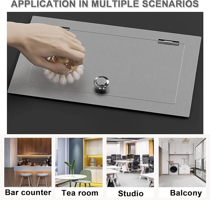 304 Stainless Steel Bin Cover, Countertop Trash can Lid, with a Central Pivot, the Lid can be Lifted, for Kitchen Cabinet, Bar & Bathroom(Black)