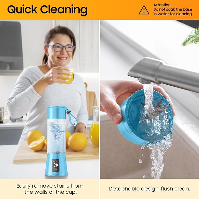 Portable Blender for Smoothies & Shakes - Cordless Personal Size Mini Blender with BAP Free Juice Cup, USB Rechargeable Suit for Sports/Picnic, Mother's Day