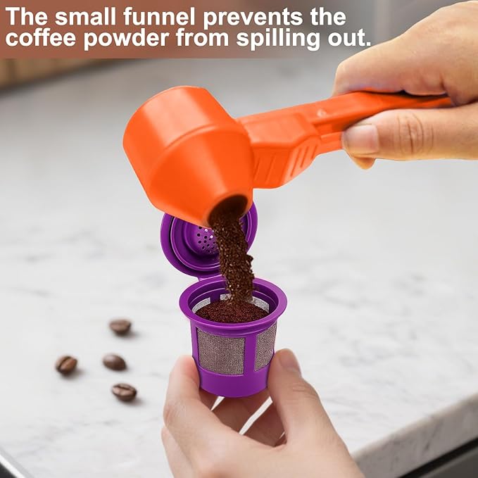 Palksky Coffee Scoop & Funnel for Reusable K Cup Refillable Coffee Pods,2 Tablespoon Coffee Measuring coffee Scooper,1PCS(Orange)
