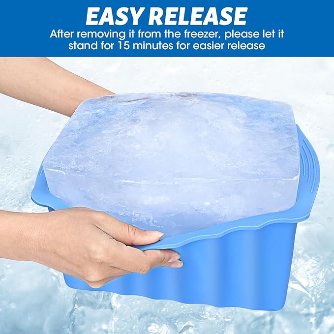 Large Ice Cube Molds 4 Pack - 37LB Silicone Ice Block Mold, Water Chiller for Cold Plunge & Camping | Easy Release, No Collapse Ice Tray for Seafood Fresh Keeping, Durable BPA-Free Freezer Ice Mold