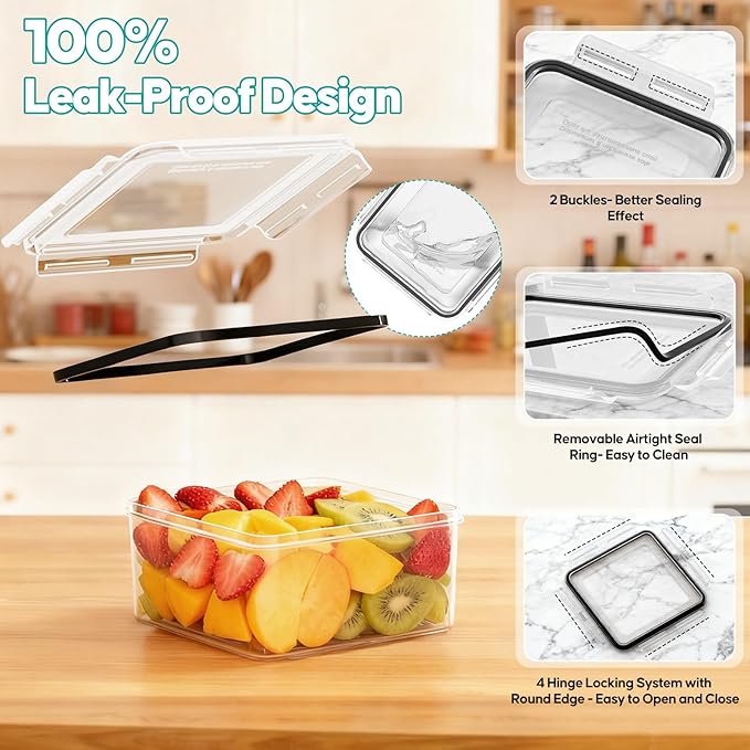TOPCHASE 40 PCS Food Storage Containers with Lids Airtight (20 Containers & 20 Lids) - Plastic Food Containers for Kitchen Storage Reusable BPA-Free Leakproof Meal Prep Container with Labels & Pen