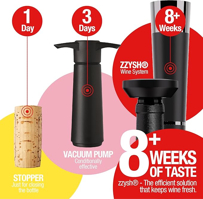 Wine Stopper | Preserve Flavors 8+Weeks | Top-notch Wine Bottle Stopper (Black)
