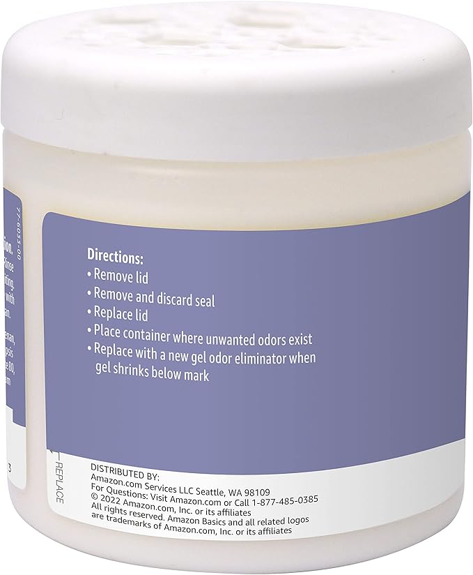 Amazon Basics Gel Odor Eliminator, Activated Charcoal, Lavender Scent, 17 Oz, 1-Pack