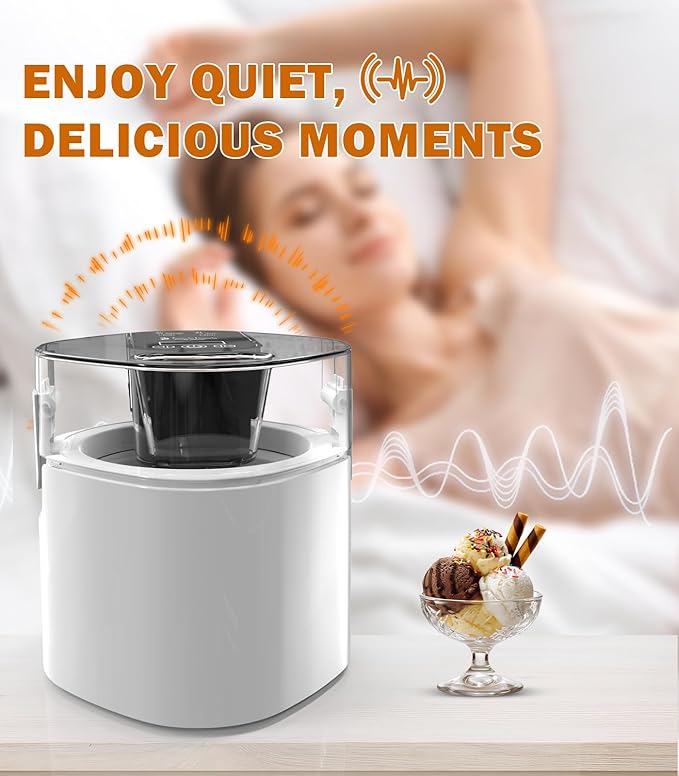 Ice Cream Maker Machine, 1.52 Quarts Ice Cream, Sorbet and Frozen Yogurt Machine, 1.52-Qt Insulated Freezer Bowl, LCD Screen and Timer, Quick Results, Easy to Operate and Clean