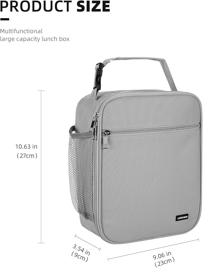 Lovoeo Lunch box Lunch bag for men women Insulated Lunchbox Lunch bags for Work Picnic Travel (Light grey)