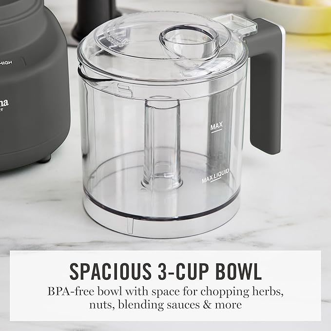 Martha Stewart 3 Cup Electric Food Chopper, Vegetable & Herb Mini Food Processor, 24oz BPA-Free Bowl, Stainless Steel Blades, Pour Spout, Dicing, Mincing, Chop & Puree, Dishwasher Safe, Caviar