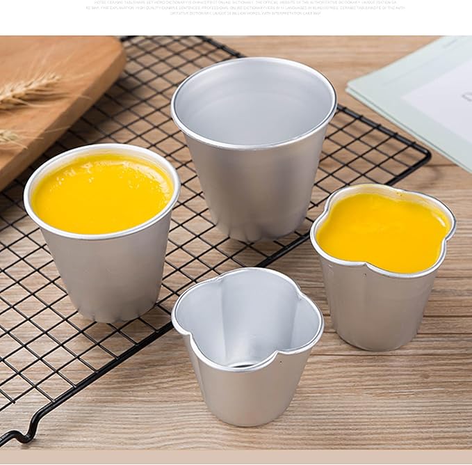 6 Pcs Popover Pan, Aluminium Pudding Tin Cup Baking Maker, Individual Muffin Chocolate Molten Brownie Tumbler Raspberry Souffle Cupcake Pudding Mould - Round Shape 3"x 2.2"