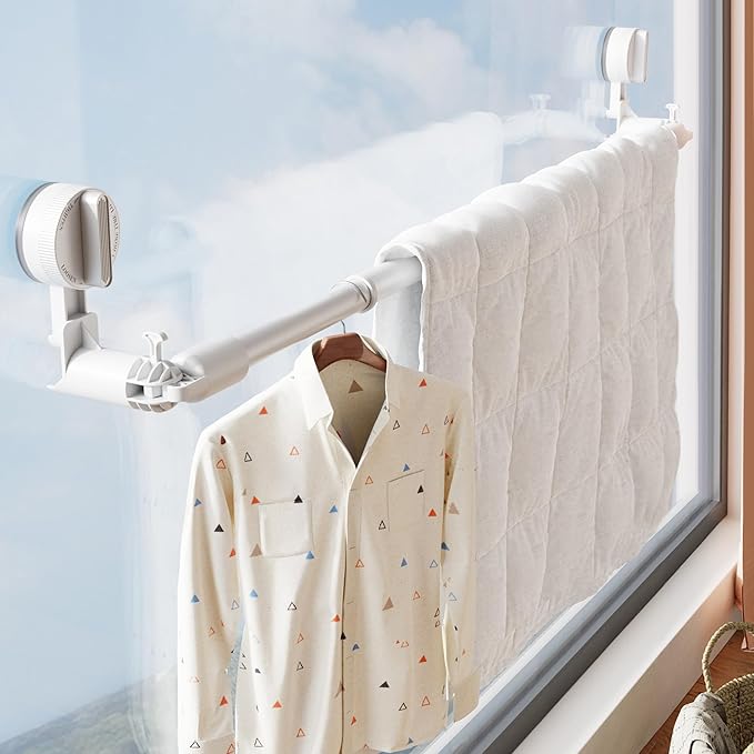Towel Bar for Bathroom Wall Mounted,Adjustable No Drill Towel Rack,Rustproof Towel Holder,Retractable Drying Rack for Clothes,Space-Saving Towel Hanger for Closet,Bedroom,Balcony,20-34in