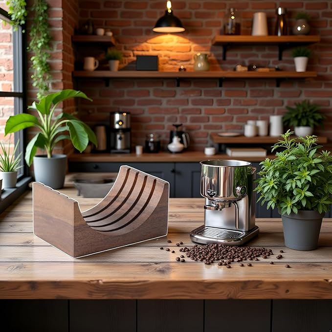 Espresso-Puck Screen Walnut-Stand Coffee Reusable Filter for Espresso-Portafilter Holder Wooden-Stand for 51/53/58mm Coffee Filter Screen Holder Coffee Machine Part Accessories
