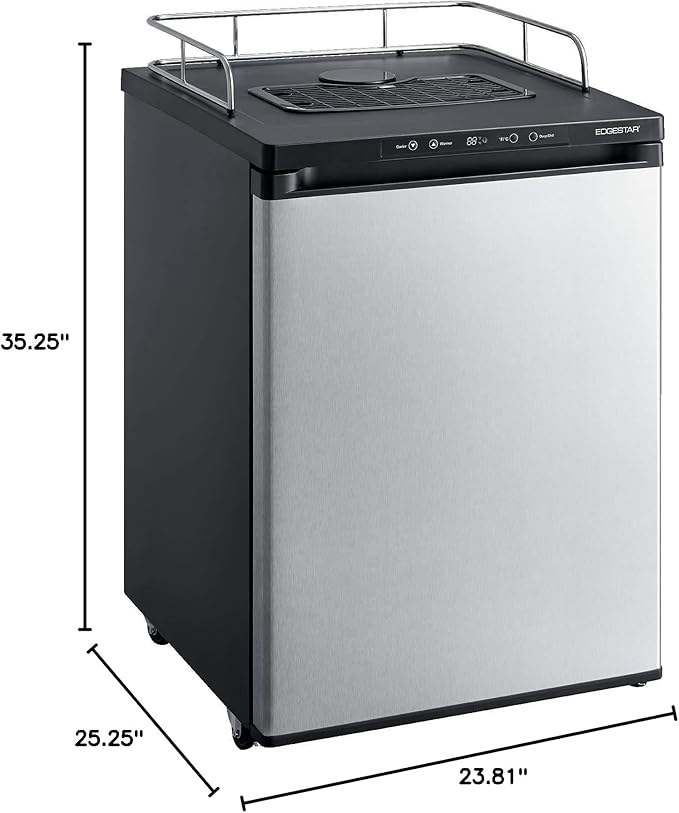 EdgeStar BR3002 24 Inch Wide Kegerator Conversion Refrigerator for Full Size Kegs with Deep Chill Mode - Stainless Steel