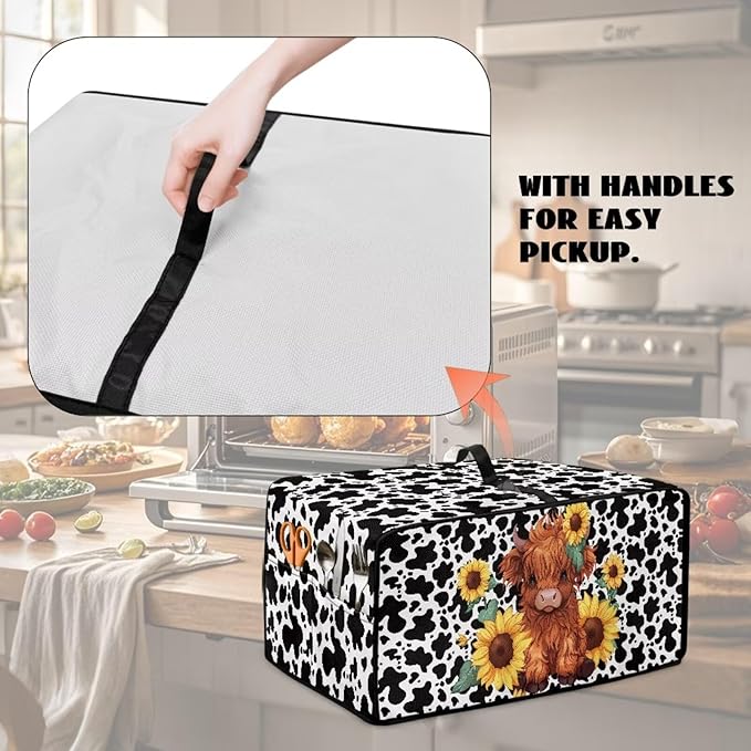 Countertop Convection Oven Cover Dust Protection Air Fryer Toaster Oven Covers for Home Kitchen Decorations 16.5 x 20.5 x 10 inches, M, Sunflower Highland Cow Print