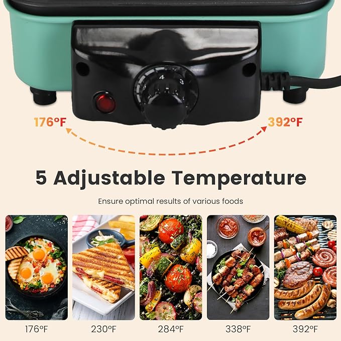 1500W Electric Indoor Grill,2 in 1 Portable Smokeless Indoor Raclette Table Grill,Korean BBQ Grill for Kitchen with Grill Net & Non-Stick Cooking Removable Plate 5 Temperature Control,Dishwasher Safe