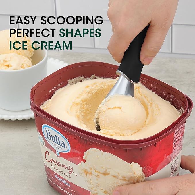 Beneno Heavy Duty Ice Cream Scoop - Upgraded Anti-Fracture Design, Comfortable Grip Long Handle, Effortless Scooping & Dishwasher Safe, Black