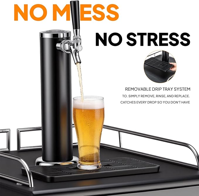 ROVSUN BF-152 Full Size 5.4 Cu.Ft, Beer Kegerator with CO2 Tank Included, Draft Beer Dispenser for Home Bar, 152L Beverage Refrigerator Direct Cool, Metal Cabinet, Single Tap, Silver