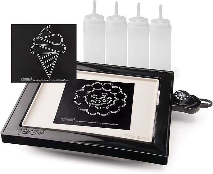 Presto 07080 PanGogh Cool Touch, Electric griddle, ideal size for small families, includes batter bottles & template for pancake art