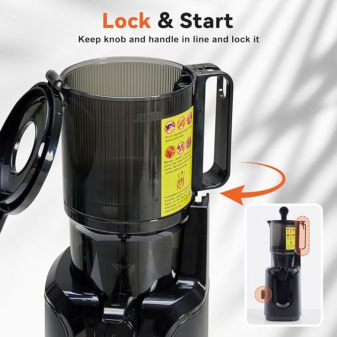NEWBULIG Cold Press Juicer Machines, Masticating Juicer with High Juice Yield, Reverse Function, Stops Oxidation and Easy to Clean for Vegetables & Fruits, Black