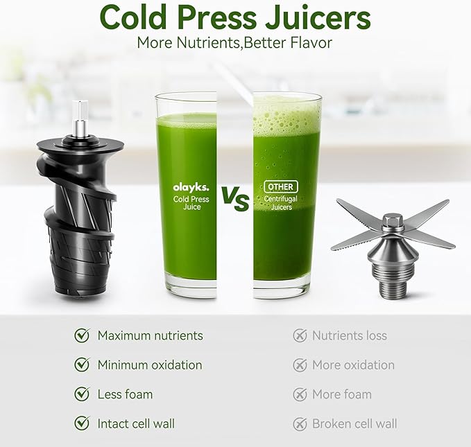 Cold Press Juicer,Slow Masticating Juicer with Soft & Hard Modes,Juicer Machines Vegetable and Fruit with Reverse Function,Celery Juicer,BPA-Free,Easy to Clean
